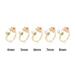 Оправа для колец-манжет из латуни с эмалью «лотос» KK-T079-14G