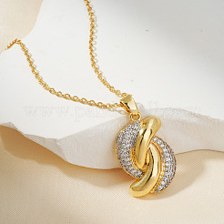 Геометрическая инкрустация латунного кубического циркония полое ожерелье&nbsp;KQ8718-2