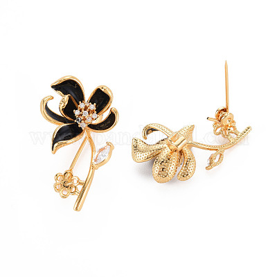 Брошь из латуни с прозрачным кубическим цирконием KK-N232-297-1