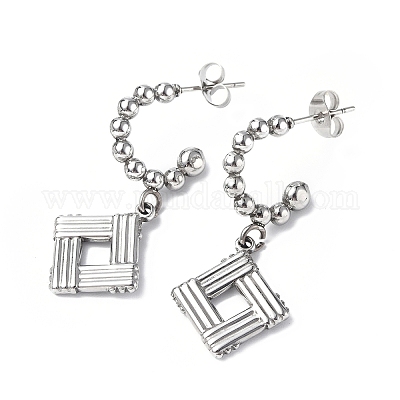 Серьги-гвоздики в форме ромба из нержавеющей стали 304 STAS-B034-04P-1