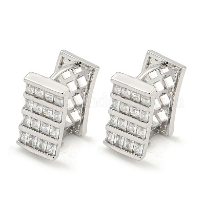 Серьги-кольца из латуни с микропаве из прозрачного кубического циркония для женщин EJEW-S228-02P-1