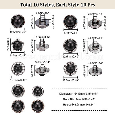 100 шт. 10 стиля 1-дырочные пуговицы из искусственной жемчужины на ножке из смолы FIND-NB0003-93-1