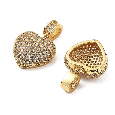 Латунные подвески в форме сердца с микропаве из полностью прозрачного кубического циркония KK-Z114-09G-1
