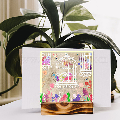 Клетка для птиц с трафаретами из углеродистой стали для резки цветов DIY-WH0309-1298-1