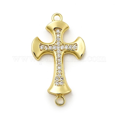 Подвески-крестики из латуни с прозрачным кубическим цирконием ZIRC-I070-016G-1