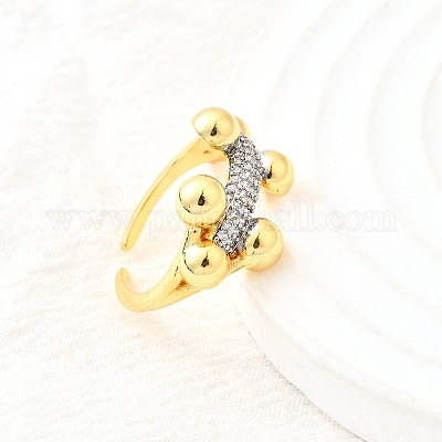 Манжеты из латуни с микро паве кубический цирконий для женщин RJEW-F184-06GP-1