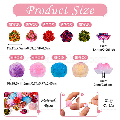 54 шт. 9 вида непрозрачных смоляных бусин RESI-TA0003-10-1