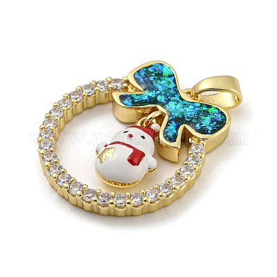 Рождественские латунные подвески с микропаве из фианита KK-H468-01F-01G-1