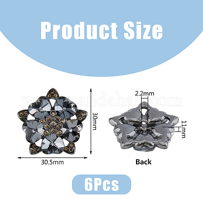 6 шт. пуговицы со стразами из сплава с 1 отверстиями DIY-DC0002-65-1