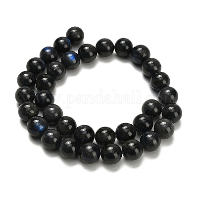 Натуральные черные лабрадоритные бусинки G-L642-B15-12mm-1