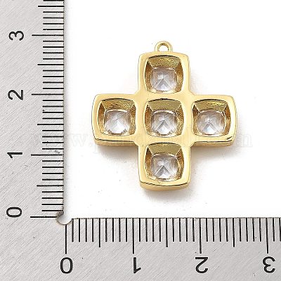 Латунные микропаве прозрачные подвески с фианитом KK-L228-44B-G-1