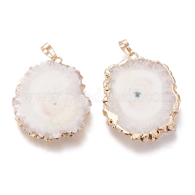 Кулоны с кристаллами солнечного кварца из окрашенных природных друзов G-F693-01I-G-1