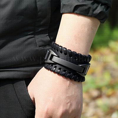 1шт. браслеты из искусственной кожи для мужчин с пряжкой из сплава AJEW-GF0011-49B-1