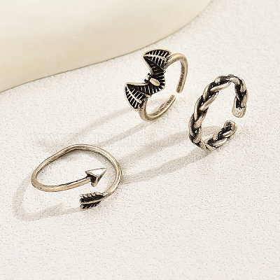 3 шт. медные ретро-кольца-манжеты с открытым носком для женщин IB3086-1