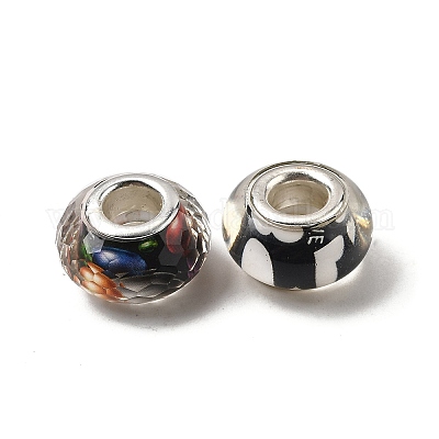 Европейские бусины из прозрачной смолы с печатью RESI-C063-03B-1