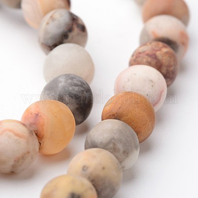 Матовые круглые пряди натуральных сумасшедших кружевных агатовых бусин G-J346-08-6mm-1