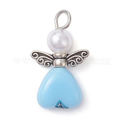 Подвески-ангелы из искусственного жемчуга из акрила и АБС-пластика PALLOY-JF04466-02-1