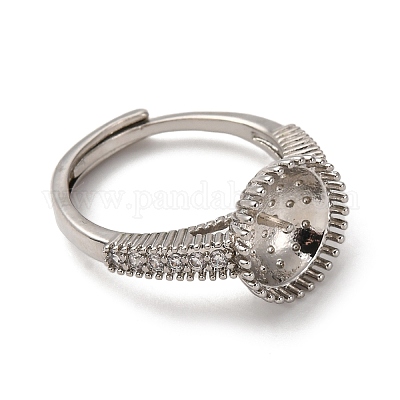 Круглые латунные микропаве прозрачные кубические цирконии регулируемые настройки колец KK-D378-35P-1