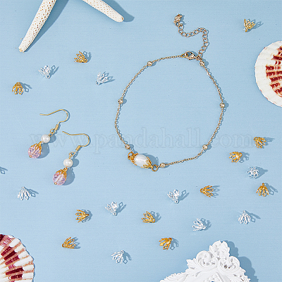 240 шт. 2-х цветные латунные колпачки для бусин KK-HY0003-05-1