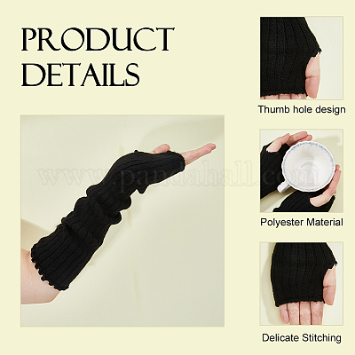 2 пара длинных перчаток без пальцев из полиэстера двух цветов&nbsp;AJEW-HS0001-22-1