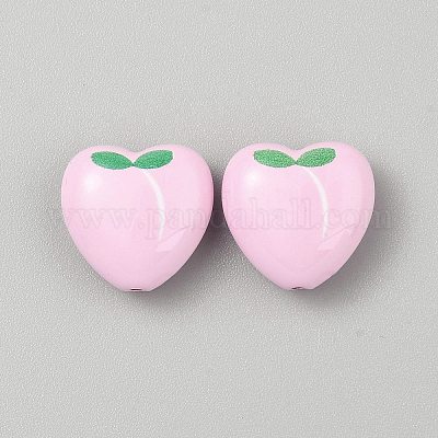 Непрозрачные акриловые бусины с принтом в виде сердца FIND-CJC0028-11A-1