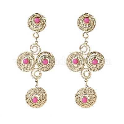 Серьги-гвоздики с подвесками из нержавеющей стали марки 304 «Вихревая спираль» EJEW-Q028-01B-G-1