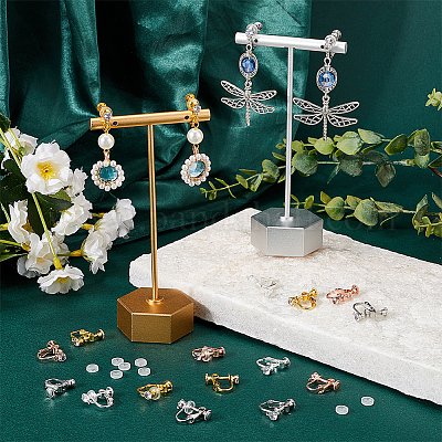 32 шт. 4-цветная латунная микропаве кубический цирконий винтовая фурнитура для сережек-клипс KK-SC0005-55-1