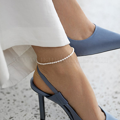 Браслеты на ногу из стерлингового серебра и пресноводного жемчуга для женщин RY7291-2-1