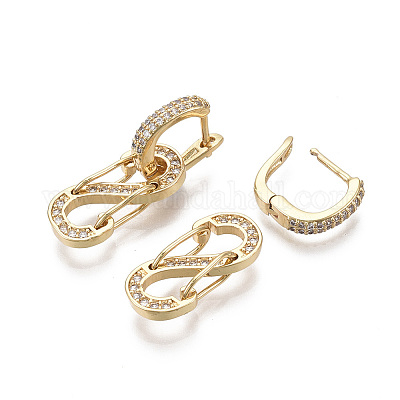 (продажа фабрики ювелирных изделий) латунь микро проложить ясно кубический цирконий серьги обруча обруча EJEW-R144-003-NF-1