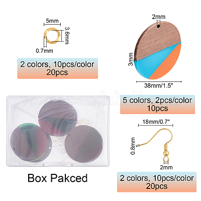 Наборы для самостоятельного изготовления деревянных сережек-подвесок из ореха DIY-OC0006-63-1