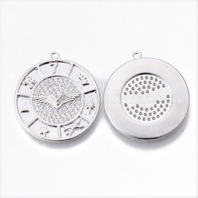 Латунные микропаве прозрачные подвески с фианитом KK-N232-163-NF-1