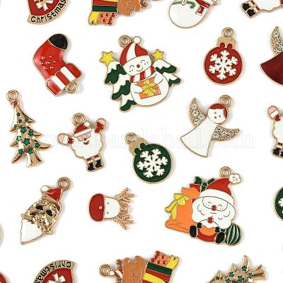 40шт рождественская тема подвески из сплава с эмалью ENAM-FS0004-19-1