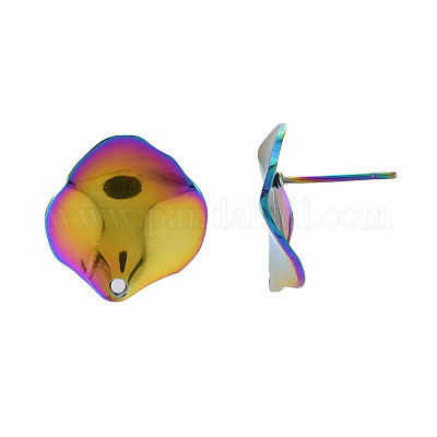 Фурнитура для сережек-гвоздиков из нержавеющей стали 304 радужного цвета STAS-N098-014-1