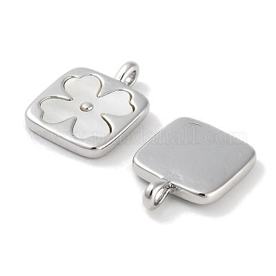 Квадратные подвески из латуни из натуральной ракушки KK-C051-22P-1