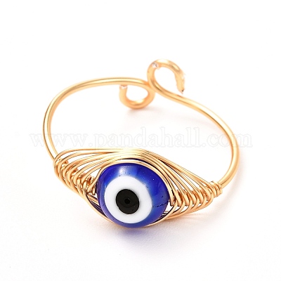 Регулируемые кольца лэмпворк ручной работы из медной проволоки для женщин и мужчин&nbsp;RJEW-JR00389-1