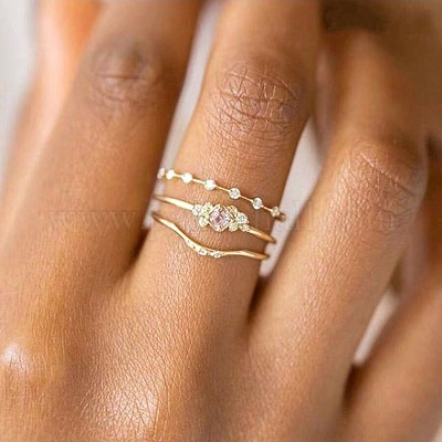 3 шт. ромбовидные кольца из цинкового сплава с кристаллами и стразами FS-WG622CD-03-1