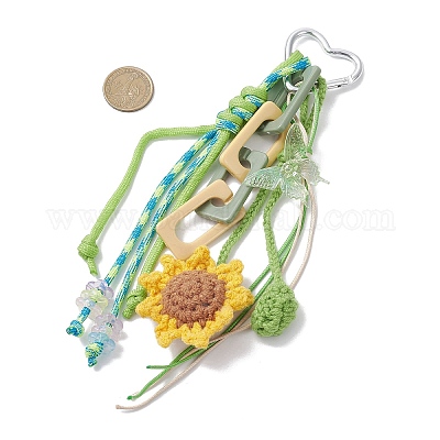Подвесные украшения в виде цветов из шерстяной пряжи ручной работы HJEW-JM04269-1