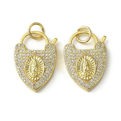 Латунные микропаве прозрачные подвески с фианитом KK-H472-41G-1