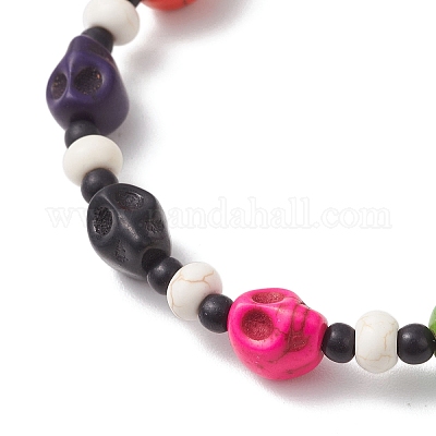 Браслеты из синтетической бирюзы и стеклянных бусин BJEW-JB12169-1