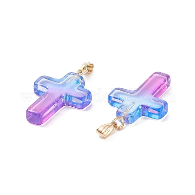 Двухцветные подвески из прозрачного стекла GLAA-A004-02F-1