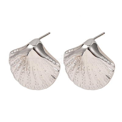 Серьги-гвоздики в форме ракушки из латуни EJEW-H165-02B-P-1