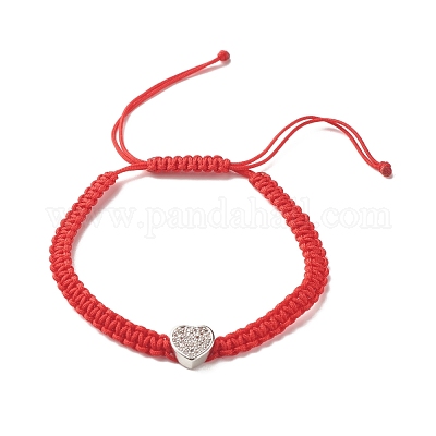 Браслеты из плетеных бусин в форме сердца из латуни с микро-паве BJEW-JB07044-1