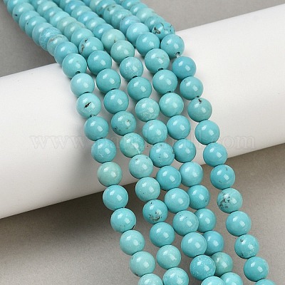 Синтетические зеленый бирюзовый бисер пряди G-T055-6mm-12-1-1