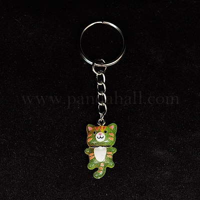 Светящиеся подвески из прозрачной смолы с железными разрезными кольцами для ключей KEYC-JKC01209-1