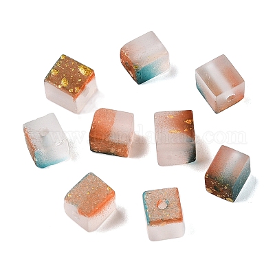 Матовые стеклянные бусины с золотистой блестящей пудрой DGLA-NH001-6mm-01F-1