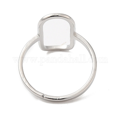 Не тускнеющее полое прямоугольное регулируемое кольцо из нержавеющей стали 304 для женщин RJEW-M149-31P-1