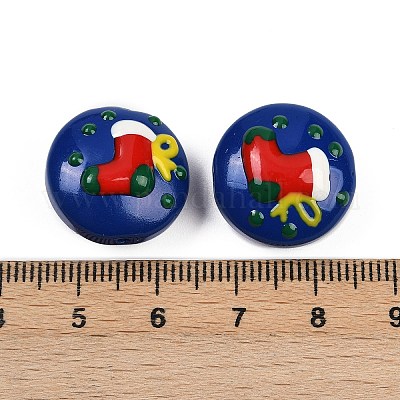 Рождественские эмалевые бусины ручной работы в технике лэмпворк LAMP-C020-03F-1