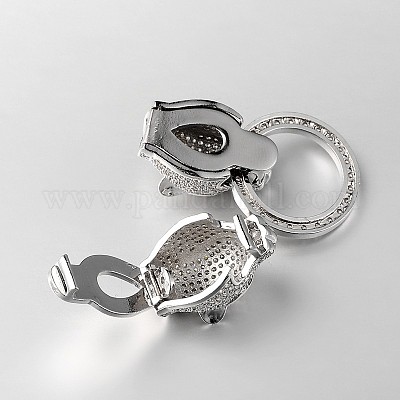 Латунные микро проложить кубического циркония раз за застежками ZIRC-M043-P-02-RS-1