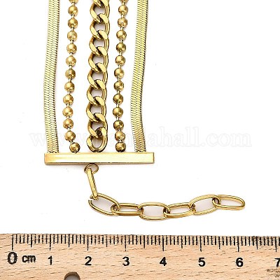 Многорядные браслеты из нержавеющей стали 304 для женщин BJEW-Q040-04G-1