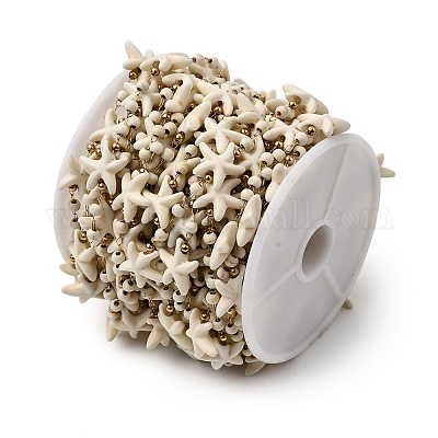 Цепи ручной работы из нержавеющей стали 304 с синтетическим бирюзовым узором в виде морской звезды CHS-L032-05G-03-1